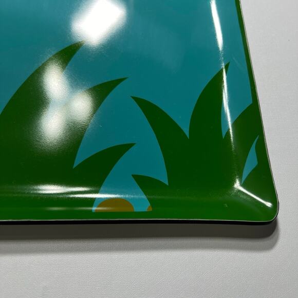 Mid Century Stotter Settings Blue Green Molded Plastic Hippo Serving Tray Op Art - Picture 5 of 13